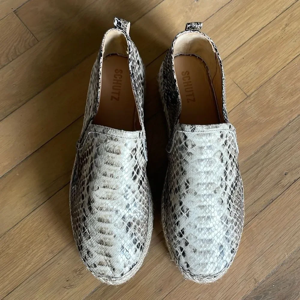 Schutz Fadia Snake Print Platform Espadrille Size 9